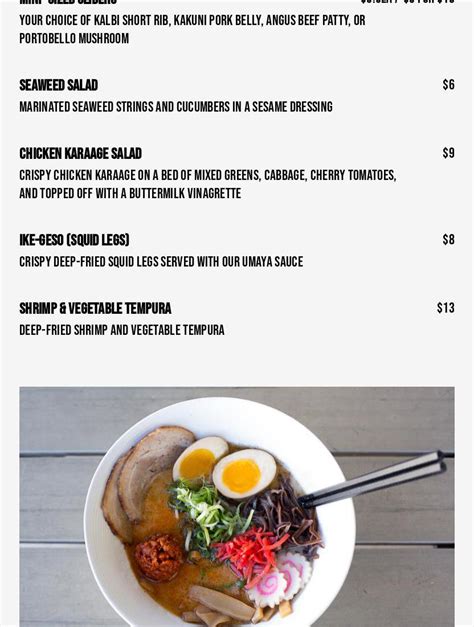 umaya ramen|umaya ramen menu.